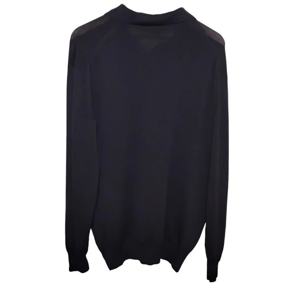 Giorgiolini Black 100% Wool Henley Collared Sweater, XXL - Picture 2 of 7